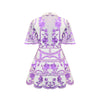 Embroidered Mini Dress - White/Purple