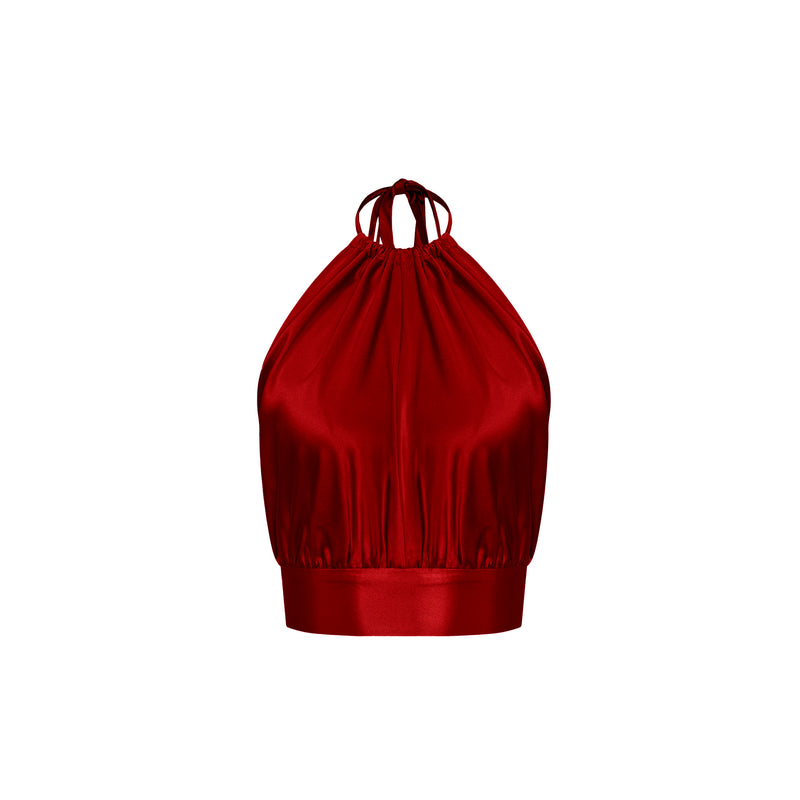 Bardot Top - Silk Charmeuse - Pomegranate
