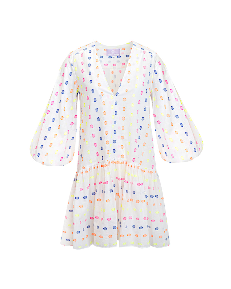 Renee Dress Mini - Neon Dot