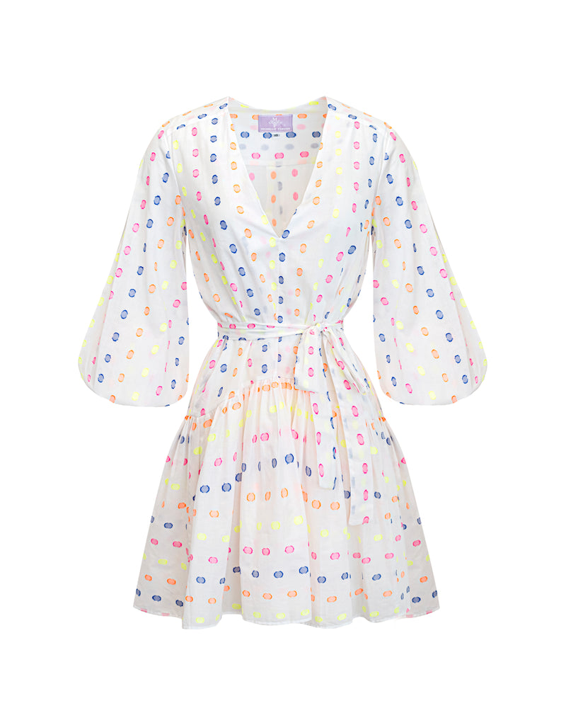 Renee Dress Mini - Neon Dot