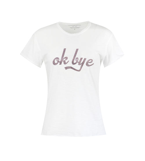"Ok Bye"  Slub Tee - Confetti White