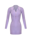 Long Sleeve Mini Flared Polo Dress