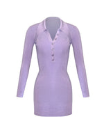 Long Sleeve Mini Flared Polo Dress