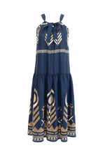 Embroidered Feather Midi Dress
