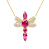 Dragonfly Diamond Rubellite in Yellow Gold Necklace