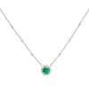 Round Emerald on White Gold Chain Necklace