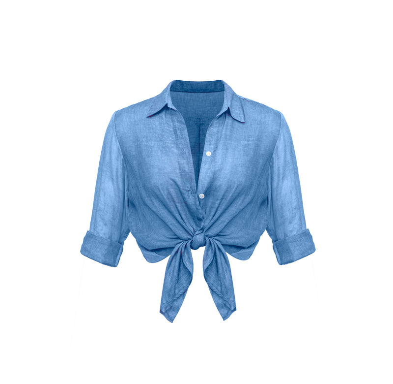 Bevie Button Down Shirt - Perlata Blue
