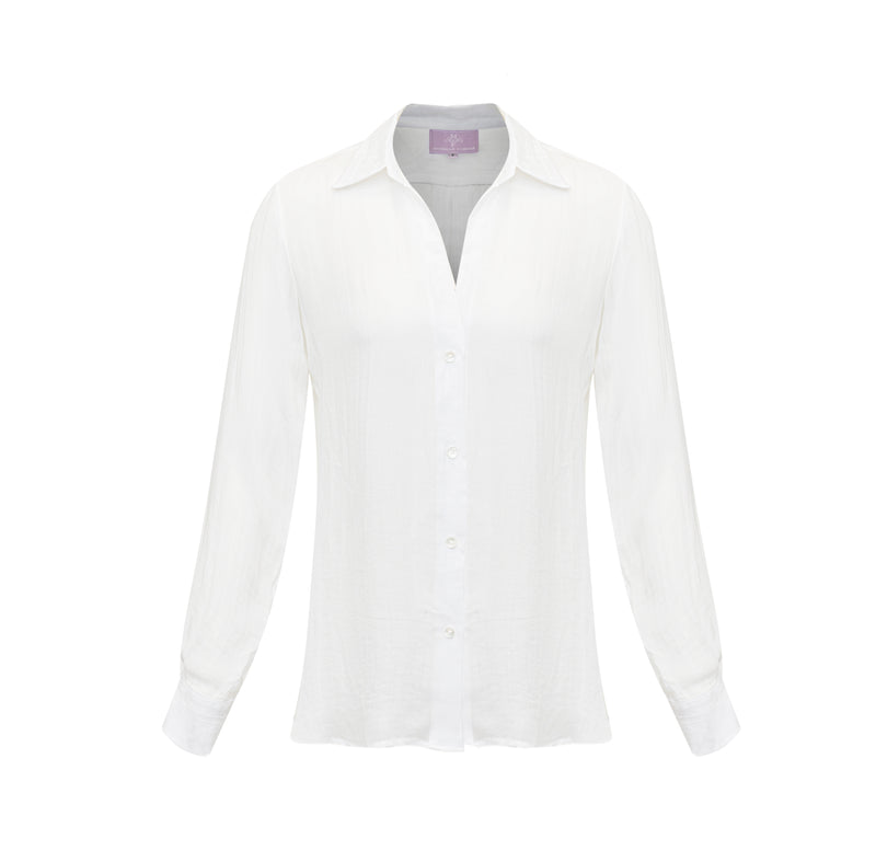 Bevie Button Down Shirt - Perlata White