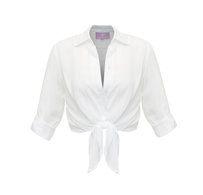 Bevie Button Down Shirt - Perlata White