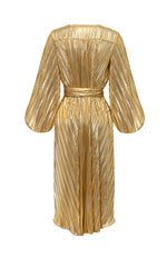 Aliett Dress Midi - Gold Plisado