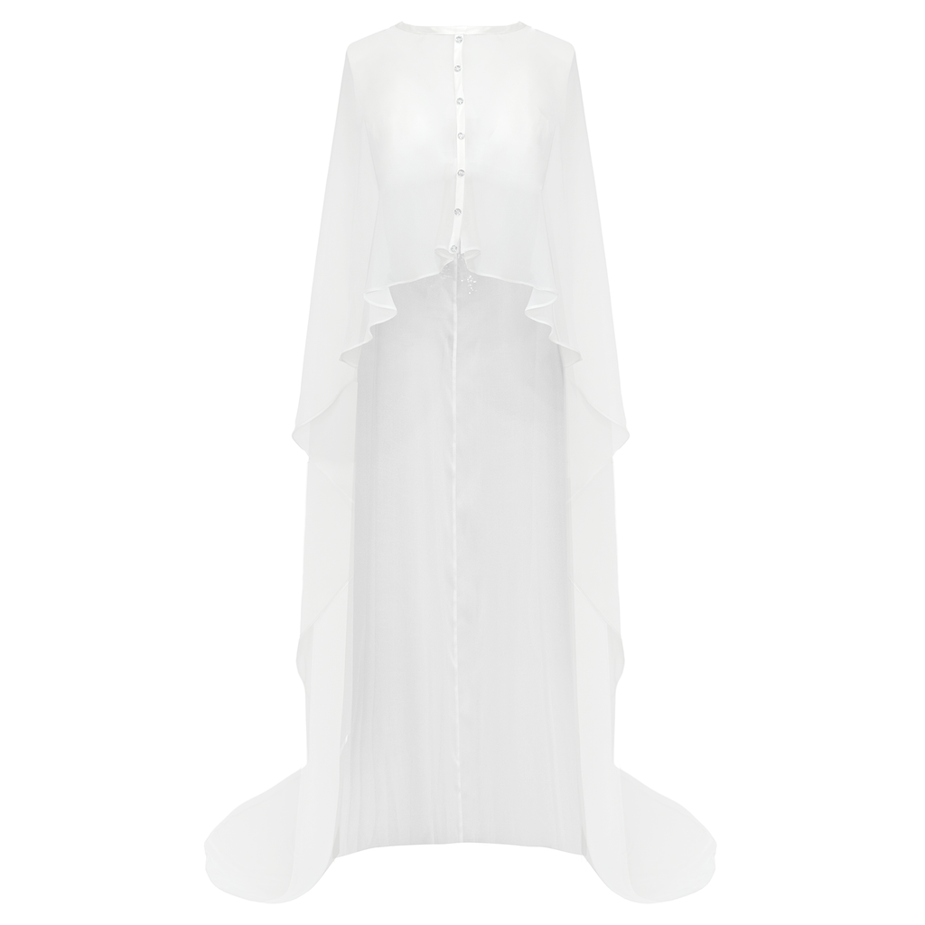 Chiffon Cape - White  Michelle Farmer
