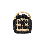 Baby Crochet Flower Bag w/ Beading- Nat/Black