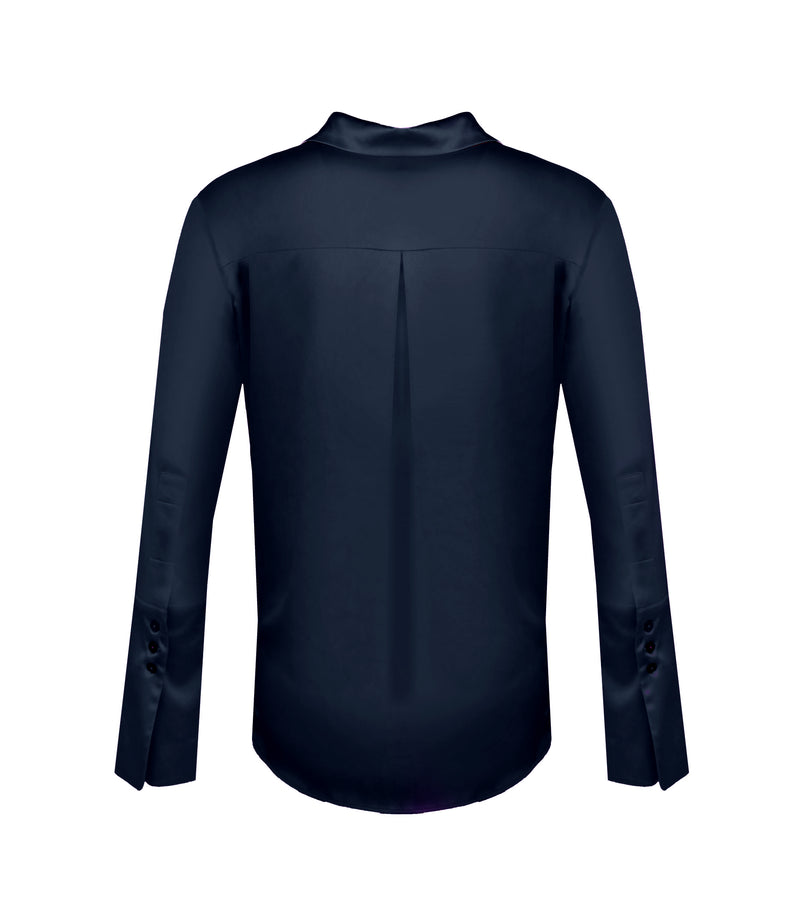 Garcon Shirt -Stretch Silk Charmeuse - Midnight