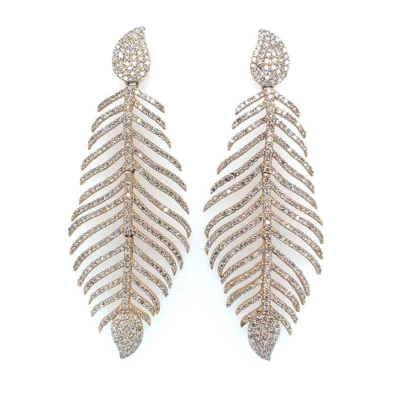 Pave Diamond Feather Earring