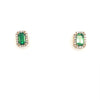 Emerald cut Tsavorite with diamond frame set in yellow gold