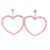 Pink Sapphire Heart Hoops