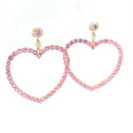 Pink Sapphire Heart Hoops