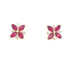 Ruby Diamond Flower Studs Earrings