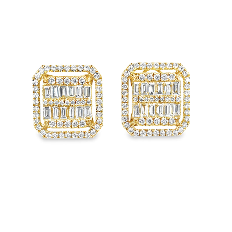Earring - Baquette and Pave Diamond Square Earring
