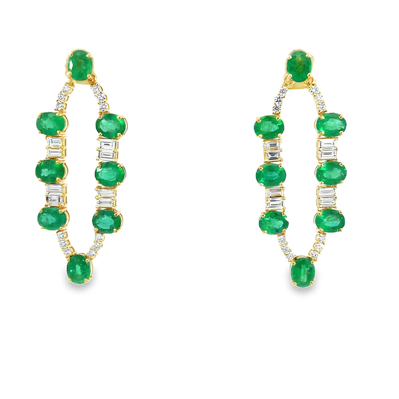 Earring - Round Emerald with Pave Diamonds