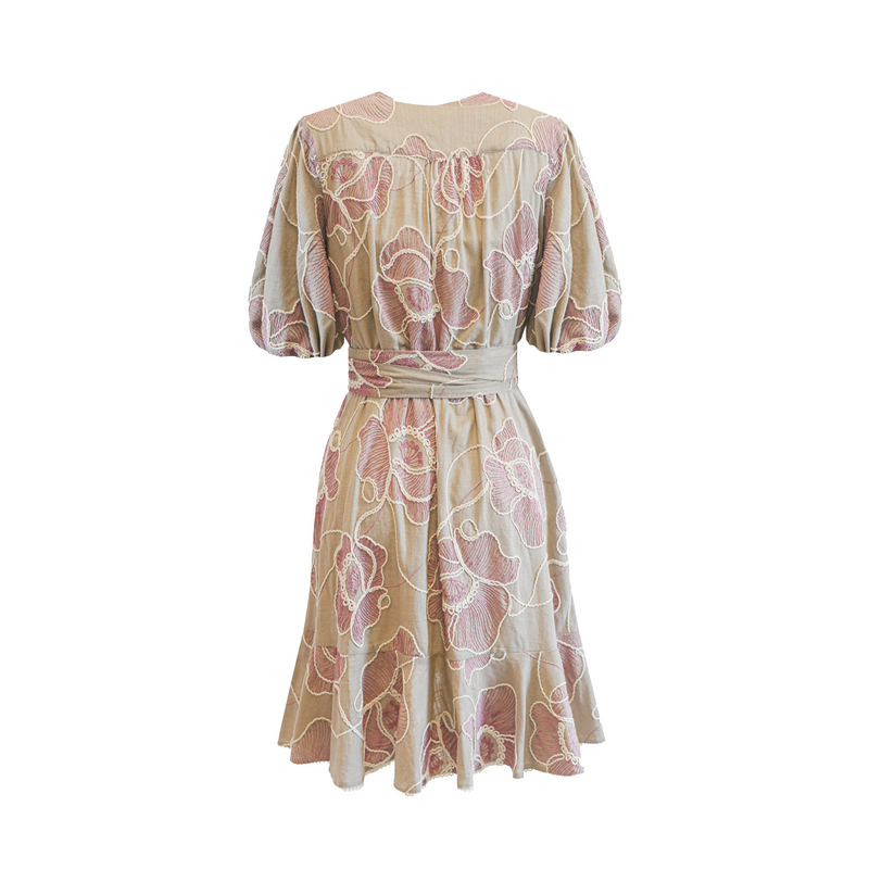 Penelope Mini Dress - Beige/Pink Floral