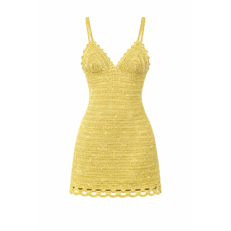 Apple Pie Crochet Dress- Butter Yellow/Sequins Apple Pie Crochet Dress- Butter Yellow/Sequins