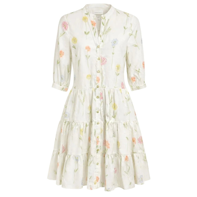 oversized flower dress Ivy S / White and Floral Color:Periwinkle Crepe / Periwinkle Chiffon shimmering diamond florals shine Few Moda Women's Cocktail Dresses Online