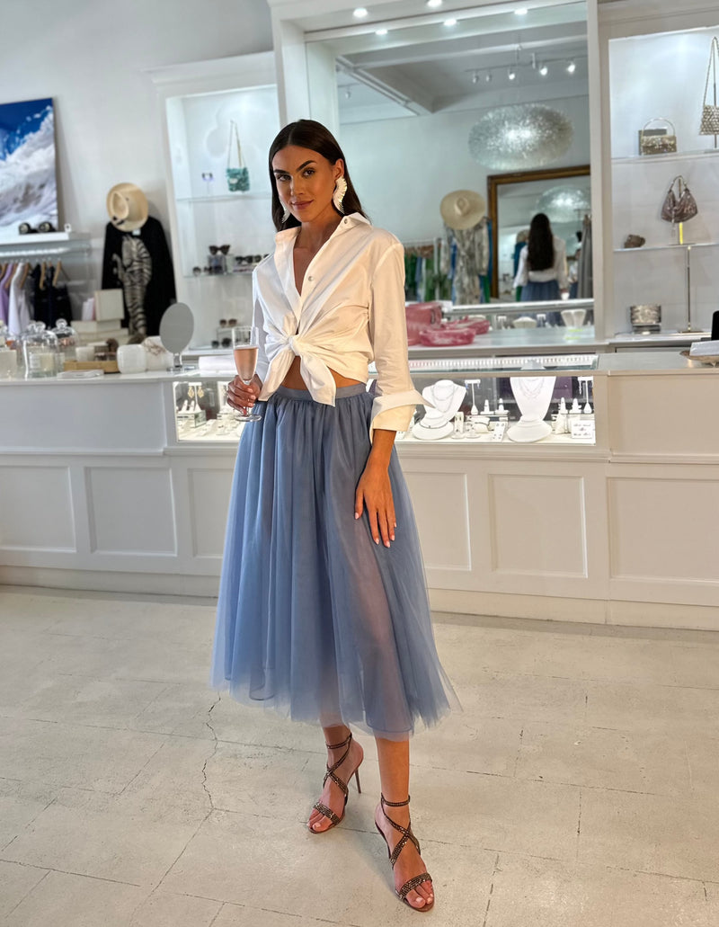 Tulle Midi Skirt Denim – Michelle Farmer