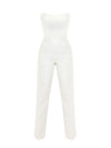 Strapless Jumpsuit-silk wool- Ivory