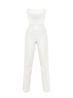 Strapless Jumpsuit-silk wool- Ivory