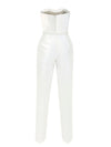 Strapless Jumpsuit-silk wool- Ivory