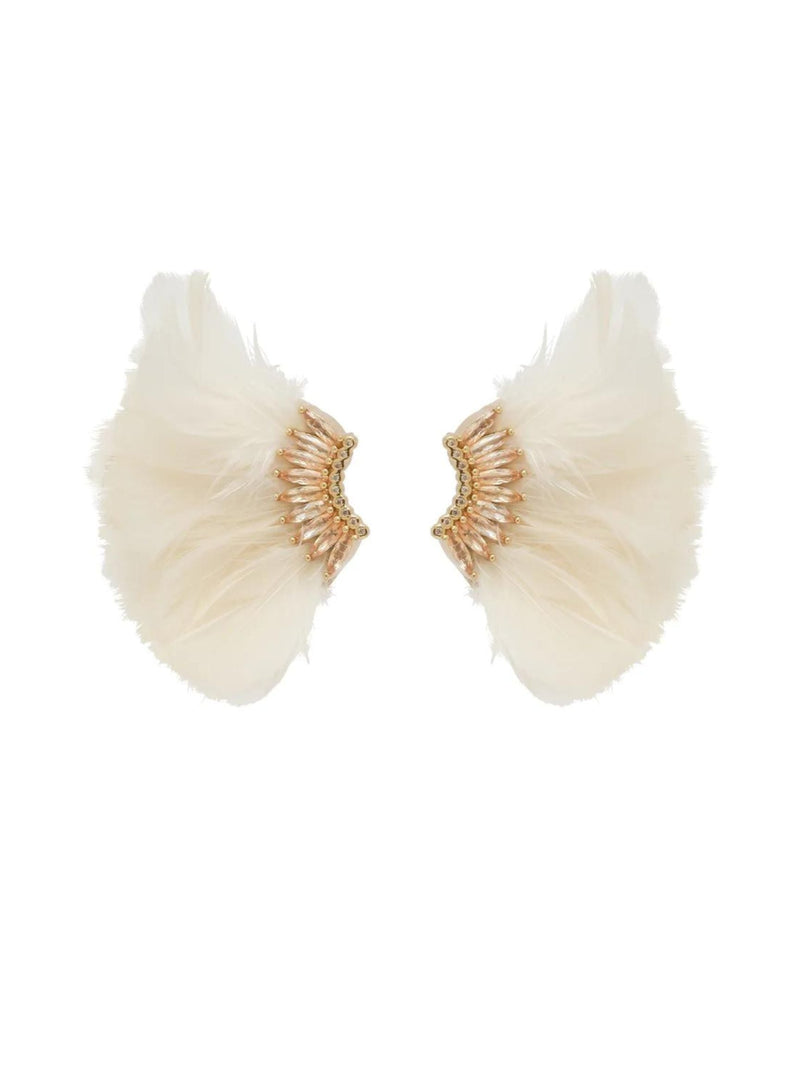 Earrings -Mini Madeline Feather - White