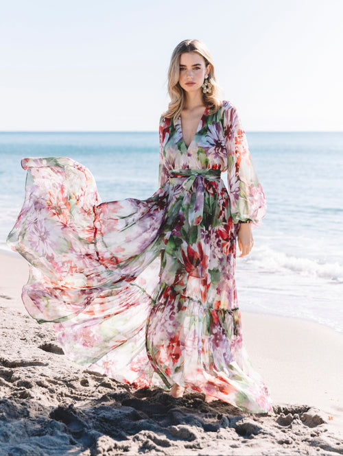 Aliett Maxi Dress with Matching Slip - Rojo Violeta