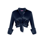 Garcon Shirt -Stretch Silk Charmeuse - Inky