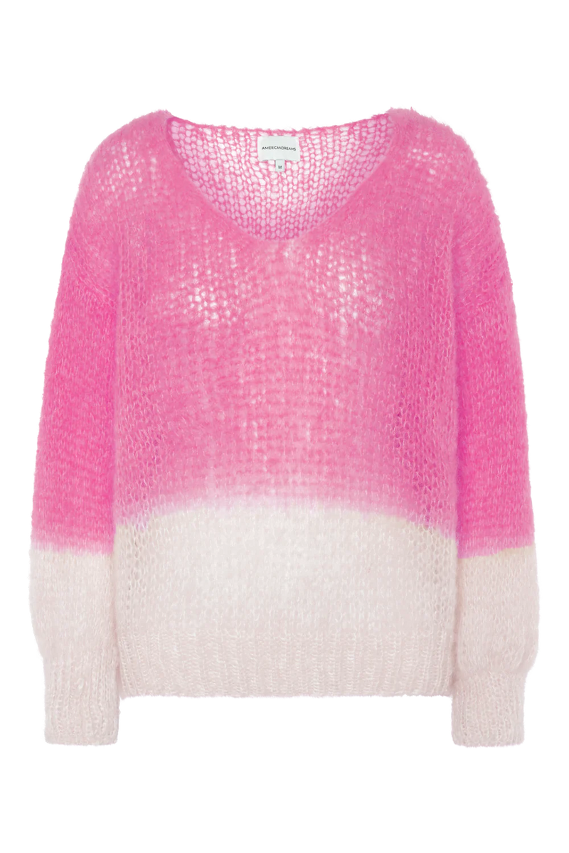 Milana 2 Colored Long Sleeve Mohair - Pink and White