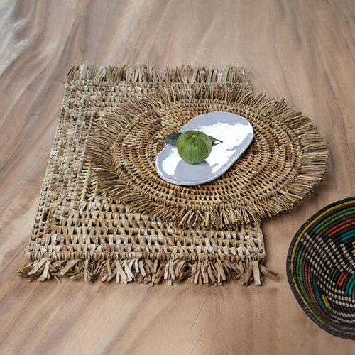 Tropical Pandan Fringed Placemat - Round