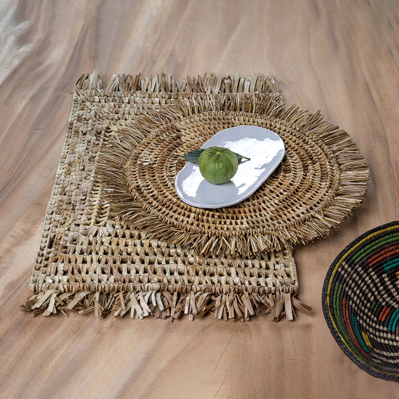 Tropical Pandan Fringed Placemat - Round