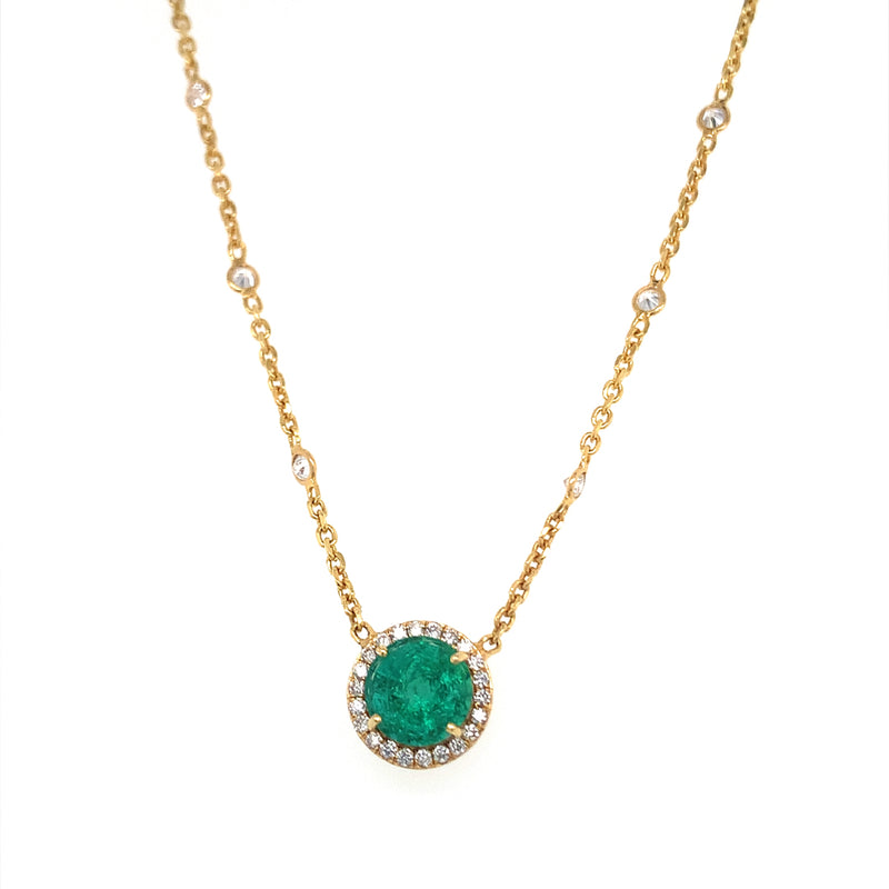 Round Emerald with Diamonds