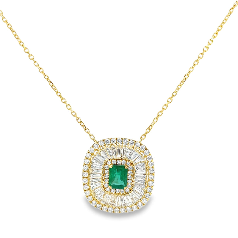 Necklace- Emerald & Diamond Deco Pendant on YG Chain