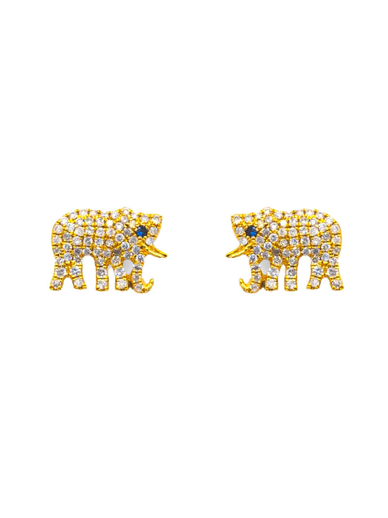 Pave Elephant Post Earrings