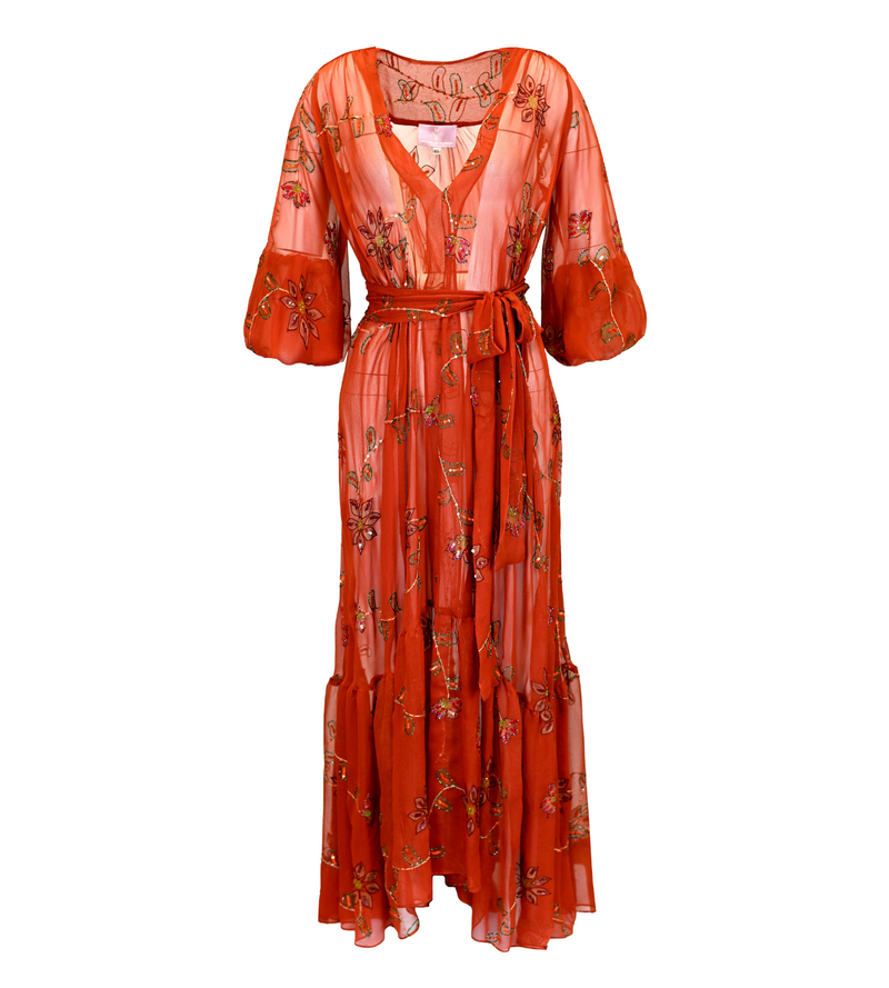 Aliett Maxi Dress Embroidered Chiffon - Phoenix
