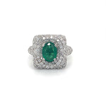 Pave diamond square with Emerald Center Stone