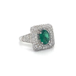 Pave diamond square with Emerald Center Stone