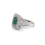 Pave diamond square with Emerald Center Stone