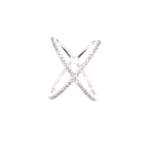 Pave Diamond X Ring