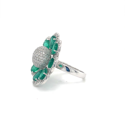 Emerald Flower Ring