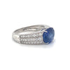 Oval Blue Sapphire with Parital Diamond Band