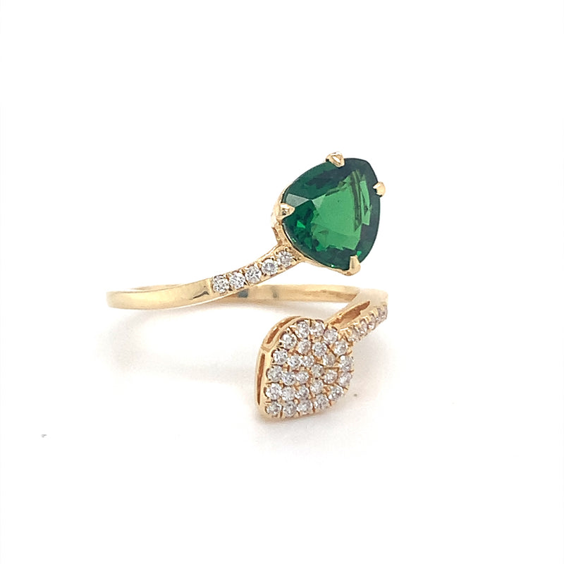 Double Pear Pave Diamond and Tsavorite