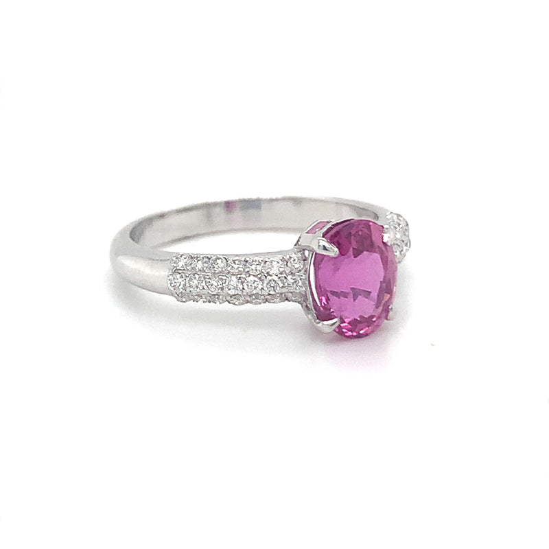 Oval Pink Sapphire diamond band