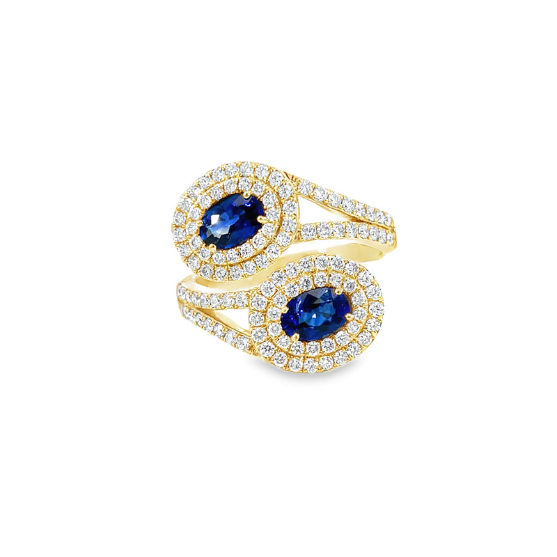 Ring - Double Pave Diamond and Sapphire